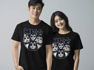 Lustiges Katzen-T-Shirt für Männer und Frauen zischende Katze Band T-Shirt Musikliebhaber Katze Shirt - Bild 1 von 8