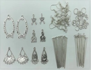 90 Piece Jewellery Making Kit - Earrings - Silver - New - Picture 1 of 1