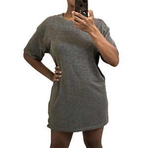Forever 21 Dress Women's Size S Gray Short Sleeve Tunic T-Shirt Crew Neck