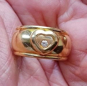 HERVORRAGENDER Vintage CHOPARD Happy Diamonds herzförmiger 18kt Gelbgold Ring L 1/2 - Bild 1 von 11