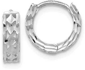 8mm 14K White Gold Hinged Hoop Earrings TM582 - Picture 1 of 4