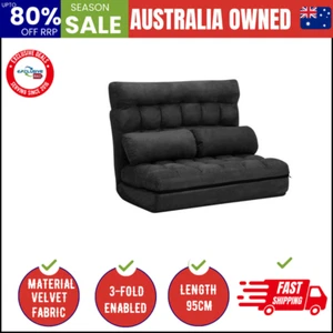 Lounge Sofa Bed Floor Recliner 2 seater Chaise Chair Folding Charcoal - Picture 1 of 9