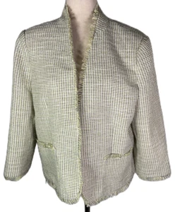 Blazer para mujer ANN TAYLOR FACTORY negro/marfil nuevo con etiquetas forrado con detalle de flecos - talla 16 - Imagen 1 de 12