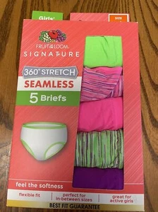 New Fruit Of The Loom Girls Seamless Brief 5 pack Sz 6/8 Bright Zeon Colors - Picture 1 of 6