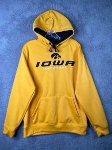 Iowa Hawkeyes Hoodie Mens Large Yellow Fleece Embroidered Pullover Stadium - Picture 1 of 11