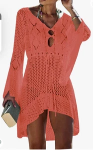Vestido de playa para mujer, casual, cuello V, cover para bikini. - Foto 1 di 2
