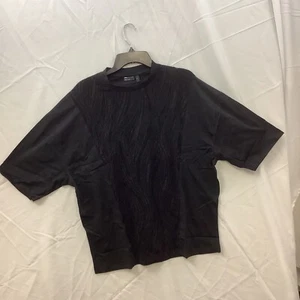 ASOS Design Mens T Shirt Black Short Sleeves Sparkly Panel Oversized Size Small - Picture 1 of 7