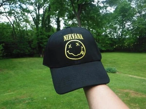 BRANDNEUE BESTICKTE VORDERSEITE, NIRVANA GRUNGE BAND BASEBALL KAPPE MÜTZE, DRUCKKNOPFLEISTE! - Bild 1 von 10