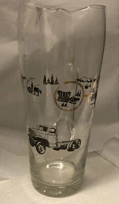 Vintage Glass Pitcher Black/ Gold Transportation Details Barware Beautiful - Image 1 of 4