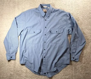 Vintage Levis Silver Label Men Large Blue Striped Blue Button Shirt - Picture 1 of 10
