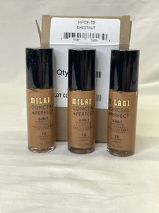 MILANI-CONCEAL + PERFECT 2-IN-1 FOUNDATION-13 CHESTNUT-1 OZ. PUMP TOP-NEW! 3 Pk! - Picture 1 of 3