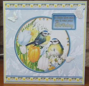 handmade birthday card wildlife blue tit birds 2024 design - Picture 1 of 2
