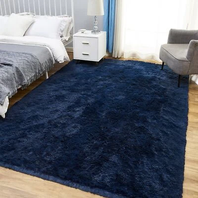 Rugs For Living Room Navy Blue Rugs For Bedroom Small Fluffy Area Rugs 4x6 Clear - Image 1 of 4