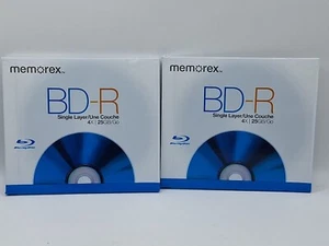 Lot Of 2 NEW Sealed Memorex BD-R: Blu-ray 4x, 25 GB Single Layer - Blank Disk - Picture 1 of 6