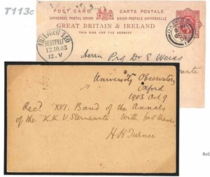 GB ASTRONOMIE Karte signiert *H.H.Turner* 1903 OXFORD UNIVERSITY OBSERVATORY T113c - Bild 1 von 4