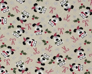 I Woof You Dog Holiday Cream Glitter Fabric 18"x44" 100% Cotton - Picture 1 of 1