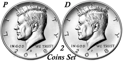 2018 Kennedy Half Dollars 2 coins set P + D Clad President 50¢ coin US Mint Cover