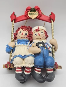Danbury Mint Raggedy Ann & Andy Christmas Ornament First Annual 2008 On Swing - Picture 1 of 7