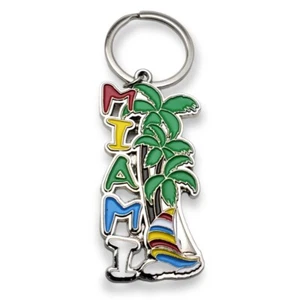 Miami Keychain Souvenir Key Ring Chain Travel Tourist Gift Metal Florida States - Picture 1 of 4