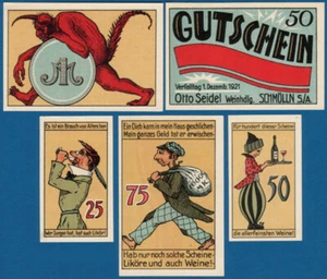 SCHMÖLLN Weinhandlung Otto Seidel Komplett 5 Werte 1921 fast KASSENFRISCH / aUNC - Picture 1 of 1