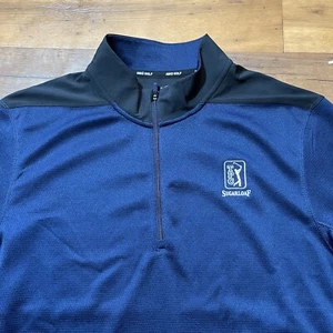 Nike Golf 1/4 Zip Pullover Men's Medium Blue Black Dri-Fit TPC Sugarloaf - Picture 1 of 12