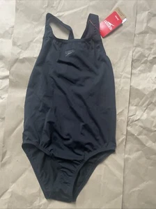 Speedo Girl's Eco Endurance+ Medalist Swimsuit Size 13-14 Years Black - Picture 1 of 4