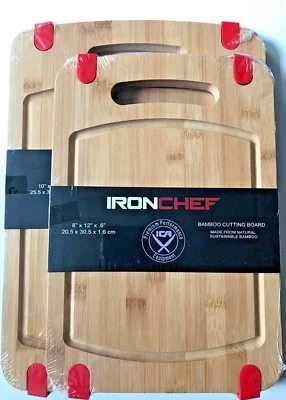 Iron Chef America - бамбуковая разделочная доска с нескользящим силиконовым/ручкой/канавкой для сока - Изображение 1 из 2