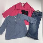 Lot de 3 chemises paon rose vif filles taille 18 mois jeans volants