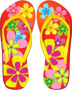 Rote Blume Flip Flops Sandalen Cornhole Brettspiel Vinyl Grafik Aufkleber - Bild 1 von 1
