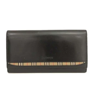 Burberrys Logo Leather Long Bifold Wallet Black/2BF1545 - Foto 1 di 8