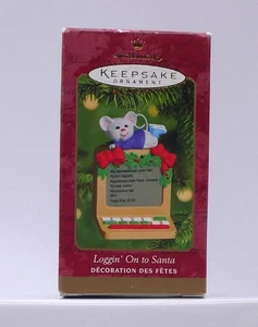 2000 Vintage Hallmark ~LOGGIN' ON TO SANTA ~Mouse seduto sul computer ~ Spedizione GRATIS - Foto 1 di 5