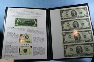 4 1995 Uncut Two Dollar Bills in Folder - Picture 1 of 4