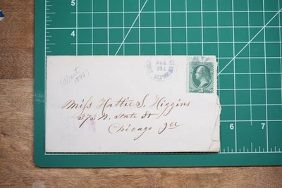 c.1885 3¢ Green Washington Cover to Chicago IL w/ Carrier Backstamp - Image 1 of 4