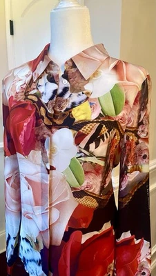 Blusa Alice + Olivia x Kelly Dabbah Exclusiva Estampado Willa Seda M Nueva con Etiquetas Foto 1 de 4