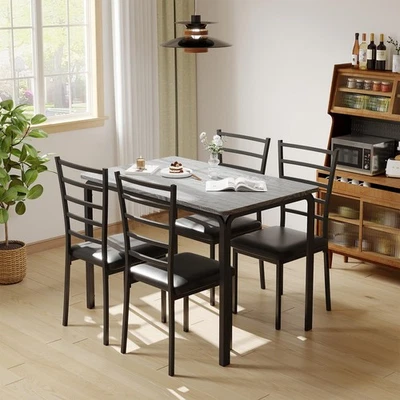 Dining Table Set Kitchen Table & Chairs For 4 people Table With Upholstered Seat - Image 1 of 4