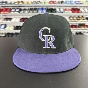 New Era 59Fifty Colorado Rockies Classic Black Purple Fitted Hat Size 7 5/8 - Picture 1 of 6