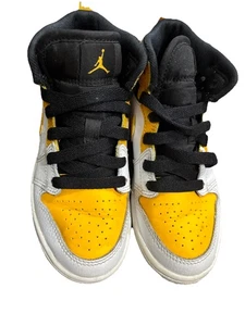 NIKE Air Jordan Tennis Shoe Mid University Toddler 12C Black Yellow Logo School - Picture 1 of 13