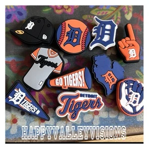 NEW 10 Piece DETROIT Baseball Team Shoe Charms Clog Decorations PVC - Picture 1 of 6