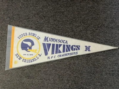 MINNESOTA VIKING  1975  NFC CHAMPIONS SUPER BOWL PENNANT  HAS HARD RIGID SLEEVE - Image 1 of 4