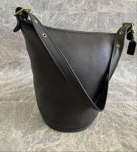 Borsa a tracolla vintage Old COACH 9085 in pelle nera in buone condizioni made in USA - Foto 1 di 6