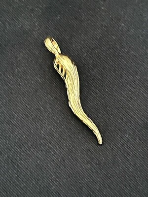 Colgante Cuerno Italiano Chapado en Oro 24k Dije Buena Suerte Corte Diamante Cornicello Foto 1 de 3