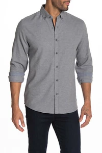 $78 Report Collection Solid Slim Fit Flannel Shirt , Light Gray , Size XL - Picture 1 of 2