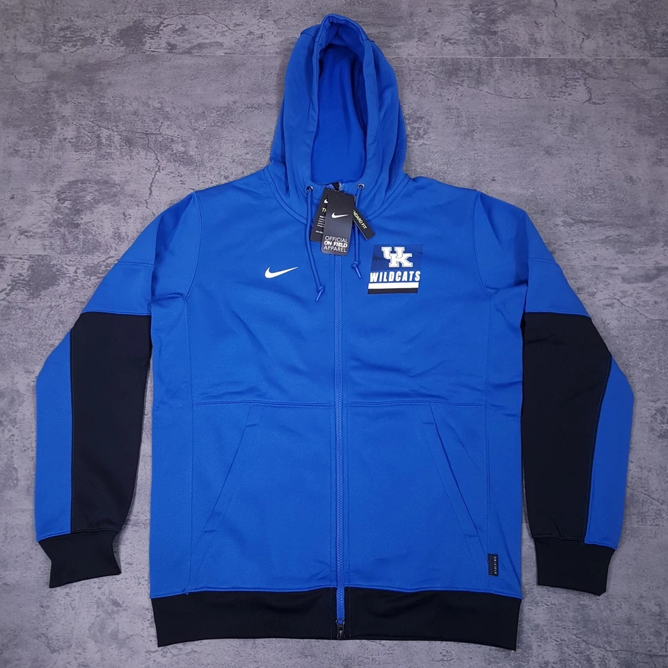 NIKE Kentucky Wildcats On-Field Full Zip Therma Hoodie Mens Size MEDIUM Blue