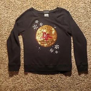 Kids Musical.ly Size Large Black Pullover Sweater Snowflake - Picture 1 of 9