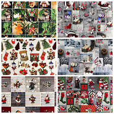 Christmas 100% Cotton Fabric Decor Furniture Patchwork Curtain 6 Pattern