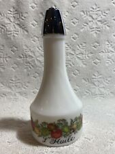 Vintage gemco ~1960s+ Opalescent Milk-Glass Oil-Cruet Spice-O'-Life Graphics
