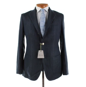 Sartorio Kiton NWT Linen Blend Sport Coat Size 50R (40R US) In Blue Herringbone - Picture 1 of 13