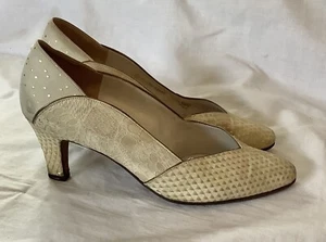 Vintage Pair Pale Gold Leather Gabor Shoes Sz 4 Made in Germany - Picture 1 of 6