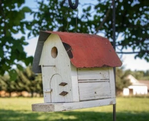 Unique Metal Barn Birdhouse, Rustic Wooden Birdhouse For Outdoor Garden Decor - Picture 1 of 3