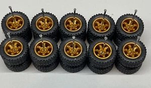 HOT WHEELS OFF-ROAD RUBBER WHEELS TIRES 5 SETS 1/64 SIZE 14mm Bronze - Picture 1 of 2